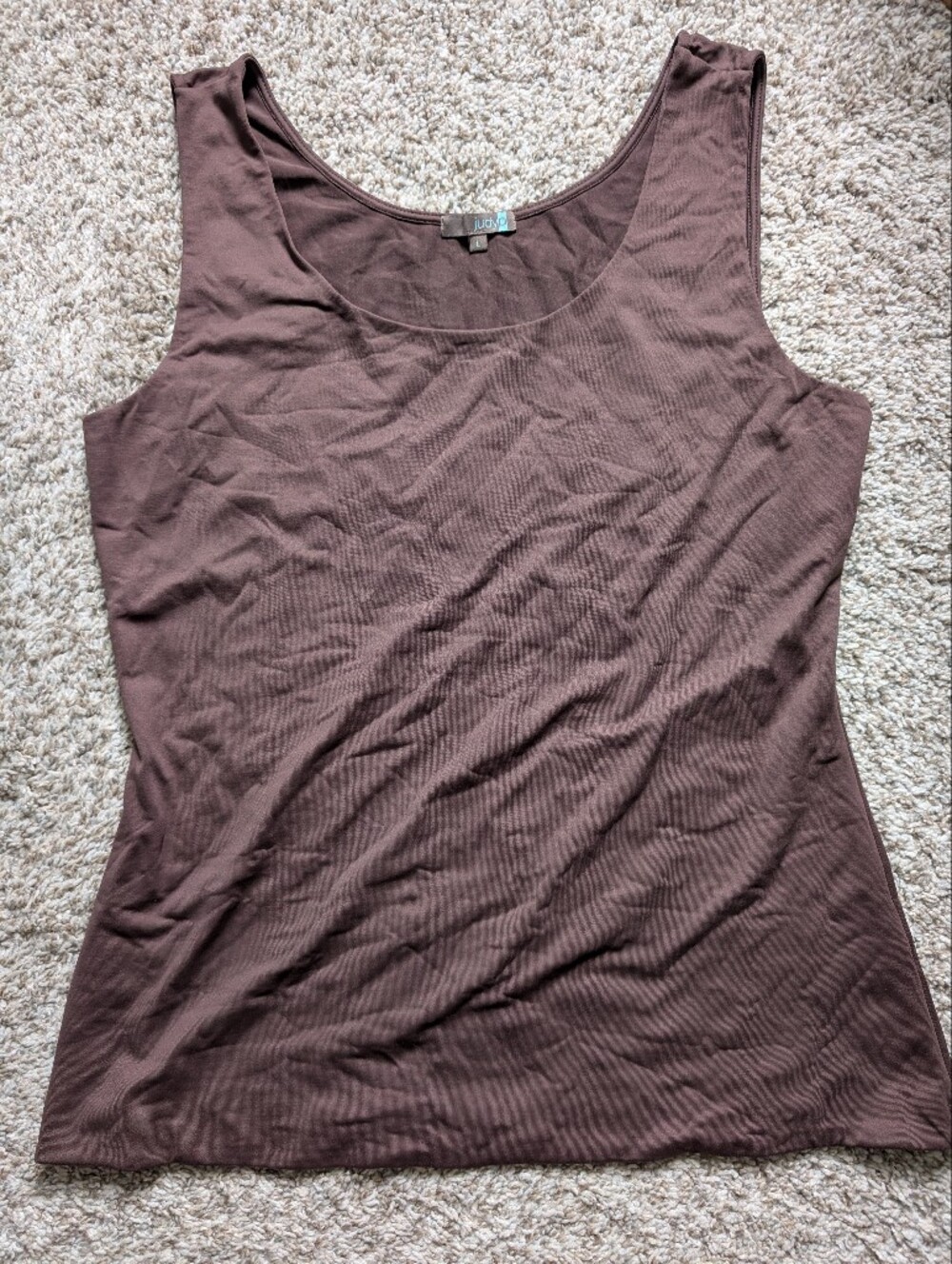 Judy P Women’s Brown Scoop Neck Spandex Shapewear Tank Top Sz L Made In USA